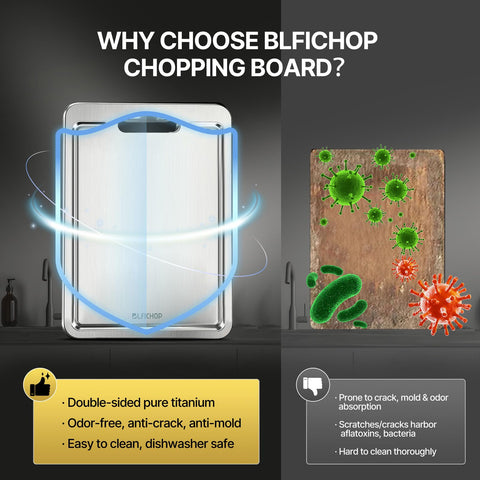 Blfichop tabla titanio apta para lavavajillas, limpieza rápida.