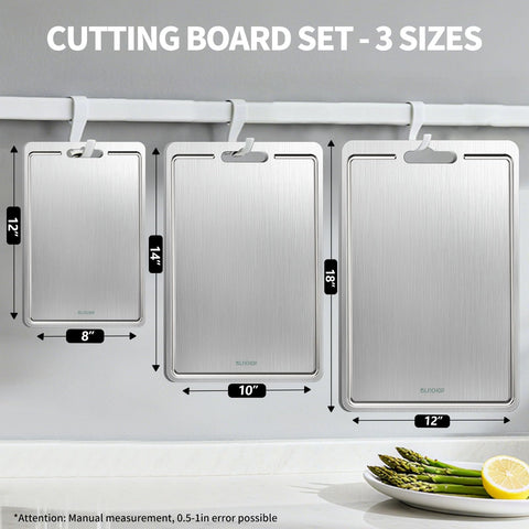 Blfichop tabla titanio para carne, superficie higiénica y estable.