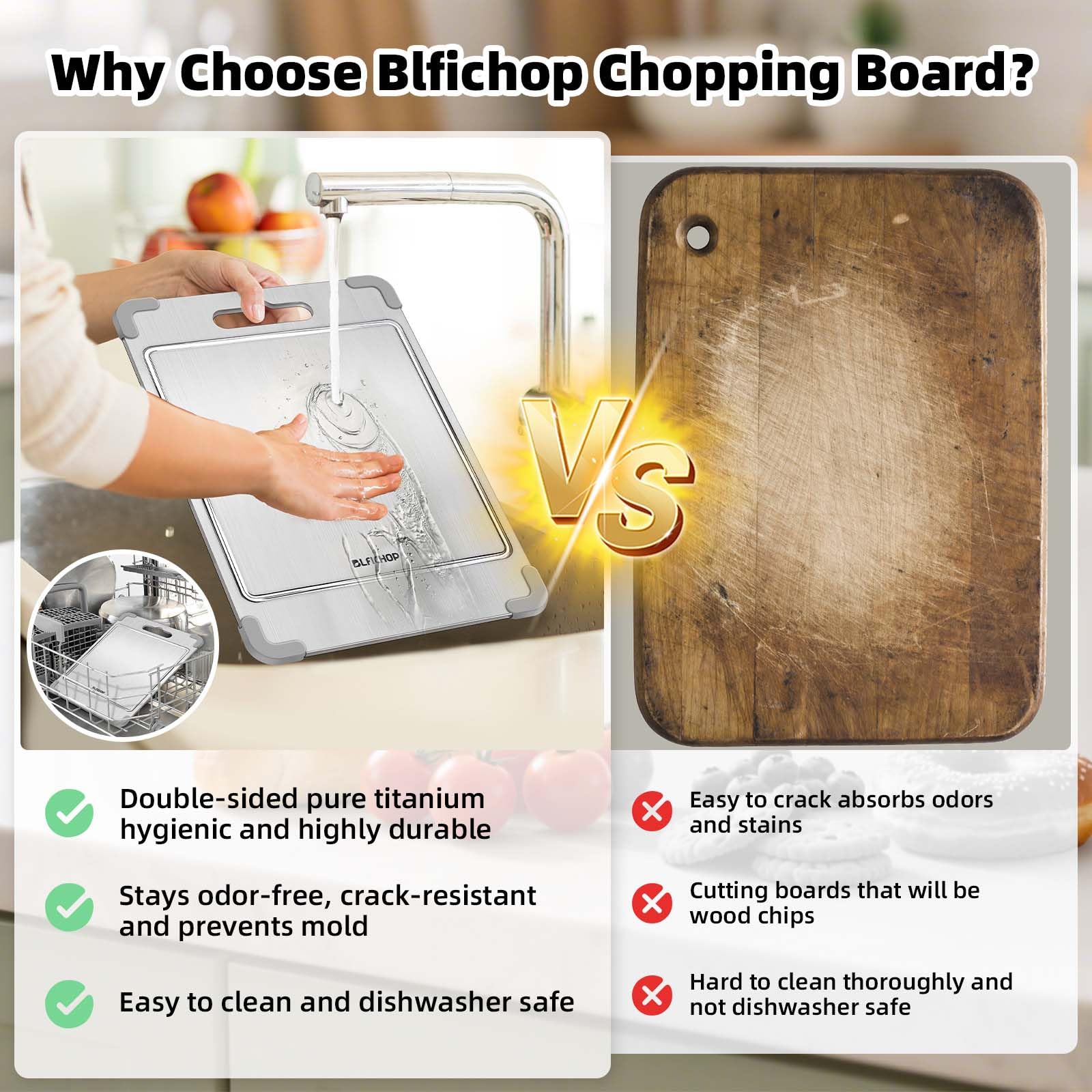 Blfichop titanio 14x10 ideal para verduras y carnes en casa.
