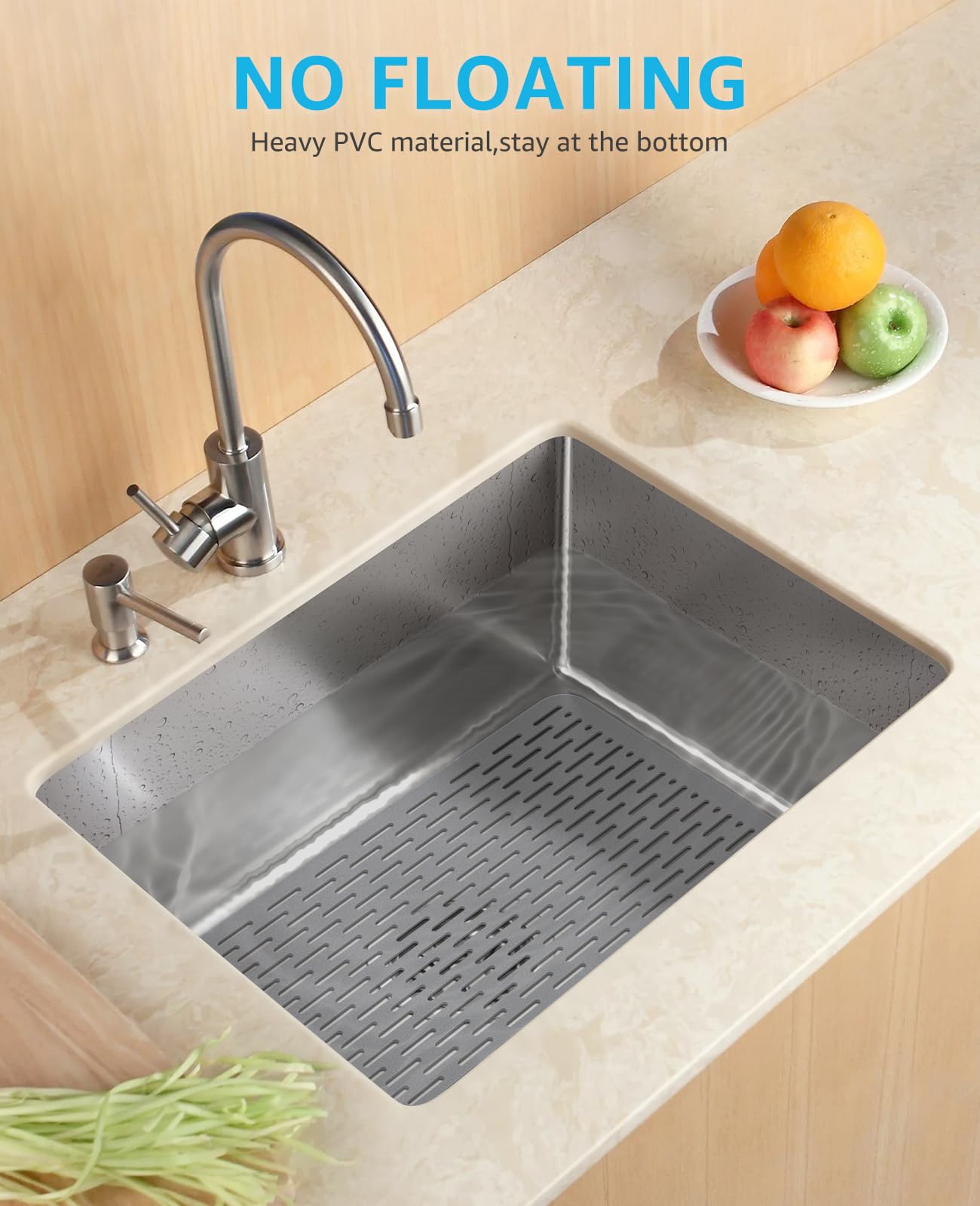 Diseño de drenaje que evita acumulación de agua en la cocina.