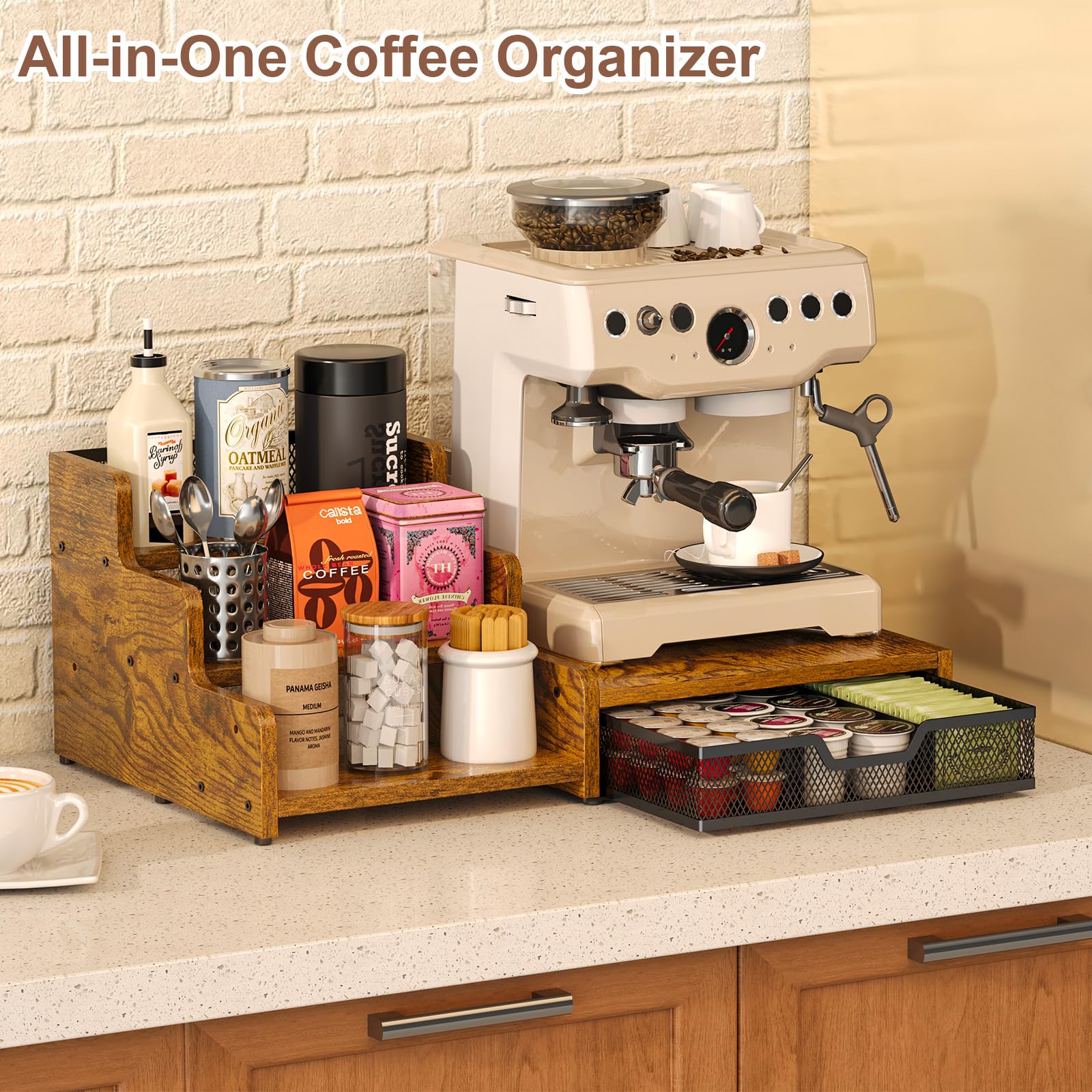 Bliesosfud estación de café con cajón K-Cups 28-34 cápsulas, clasificación rápida.