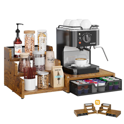 Bliesosfud estación de café con soporte superior para cafetera, acceso cómodo y organizado.
