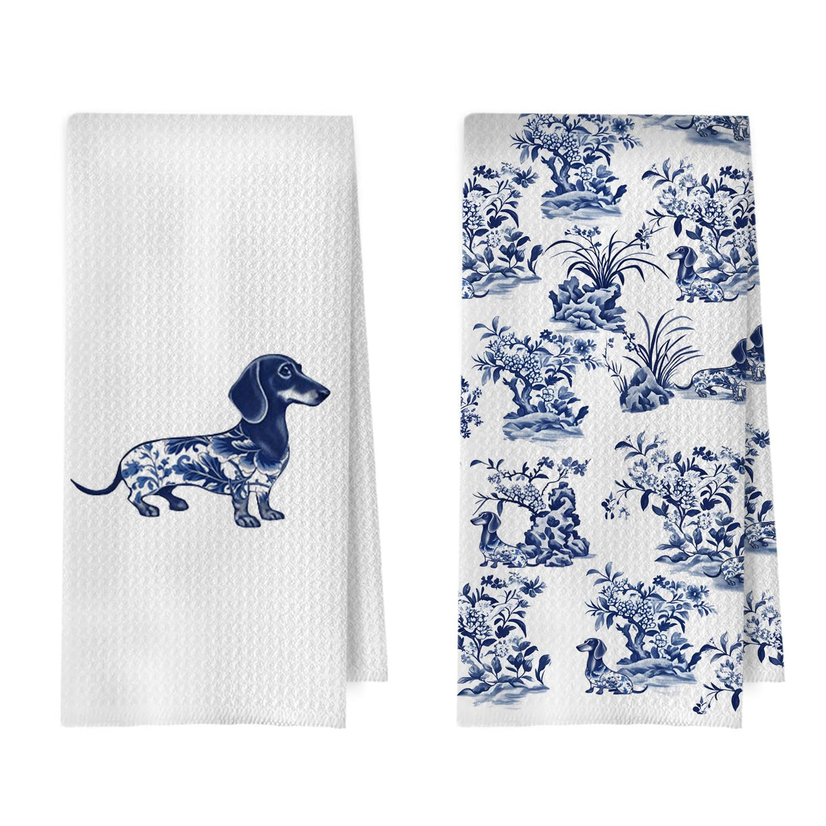Toalla BlissfulAbon dachshund chinoiserie 16x24 para decorar la cocina