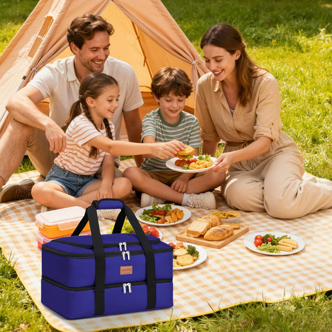 BlissfulSGDM Cazuela aislada doble nivel gran capacidad 26.8 litros para picnic