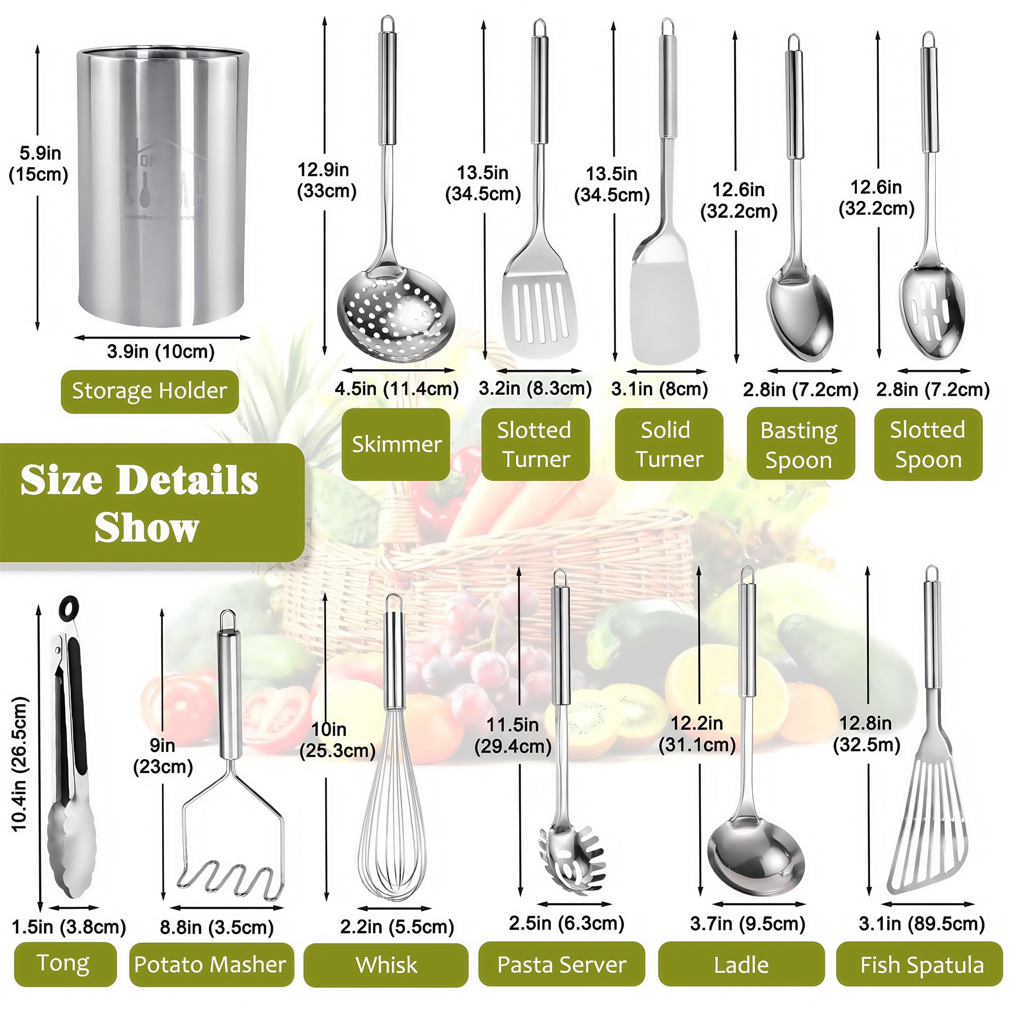 Blithely-espatula-ranurada-inoxidable, voltea alimentos con cuidado.