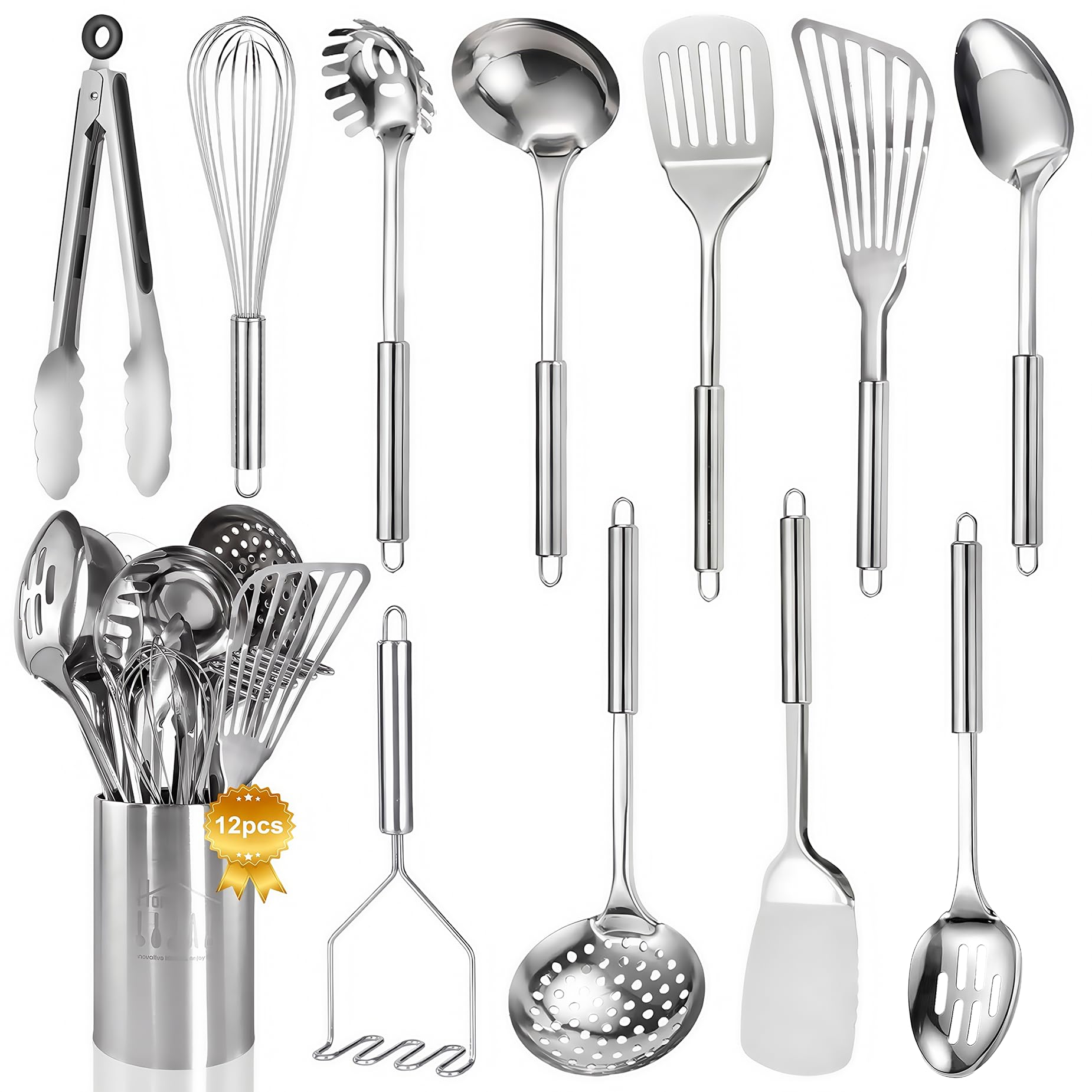 Blithely-juego-utensilios-cocina-12-piezas-con-porta: práctico para cocinar y mantener orden.