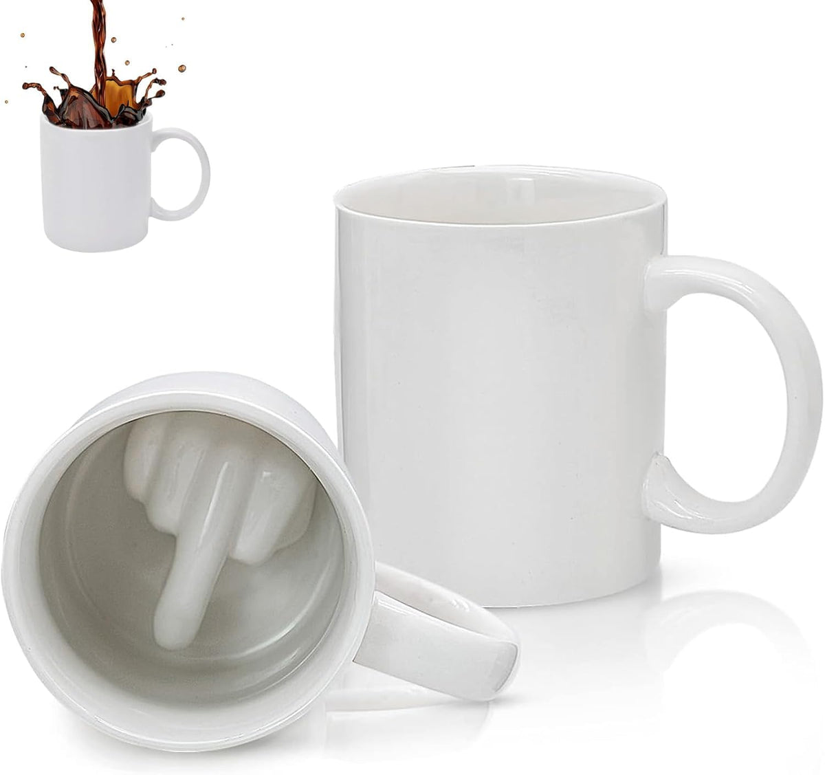 Taza BLLREMIPSUR con dedo 3D en la base para sorpresa al beber.