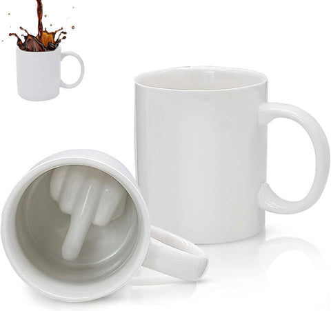 Taza BLLREMIPSUR con dedo 3D en la base para sorpresa al beber.