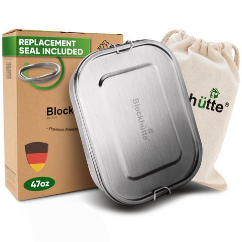 Blockhuette lunchbox acero inoxidable con tres compartimentos para porciones separadas