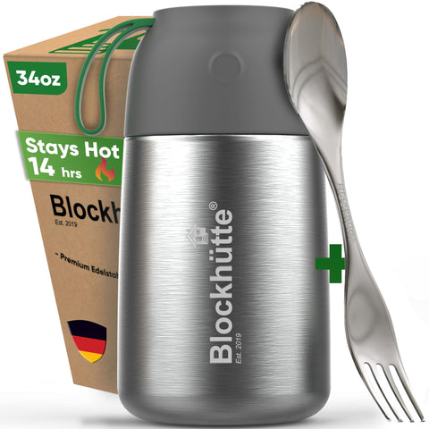 Blockhütte termo comida caliente boca-ancha, ideal para mantener platos calientes en la escuela o el trabajo.