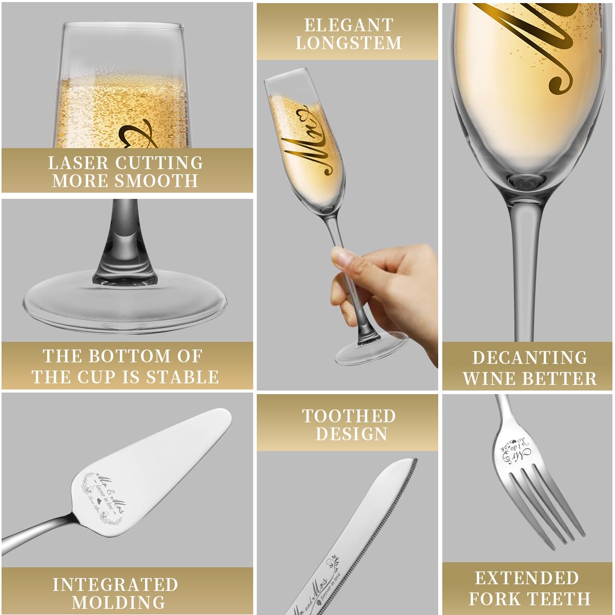 Copas de cristal Bltnever para bodas, diseño clásico y elegante