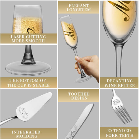 Copas de cristal Bltnever para bodas, diseño clásico y elegante