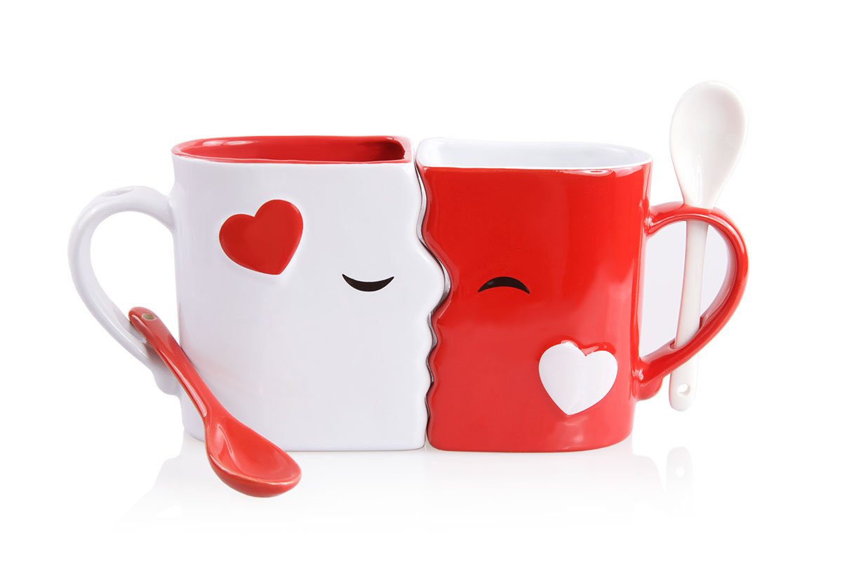 Blu Devil tazas beso: juego perfecto para té para dos