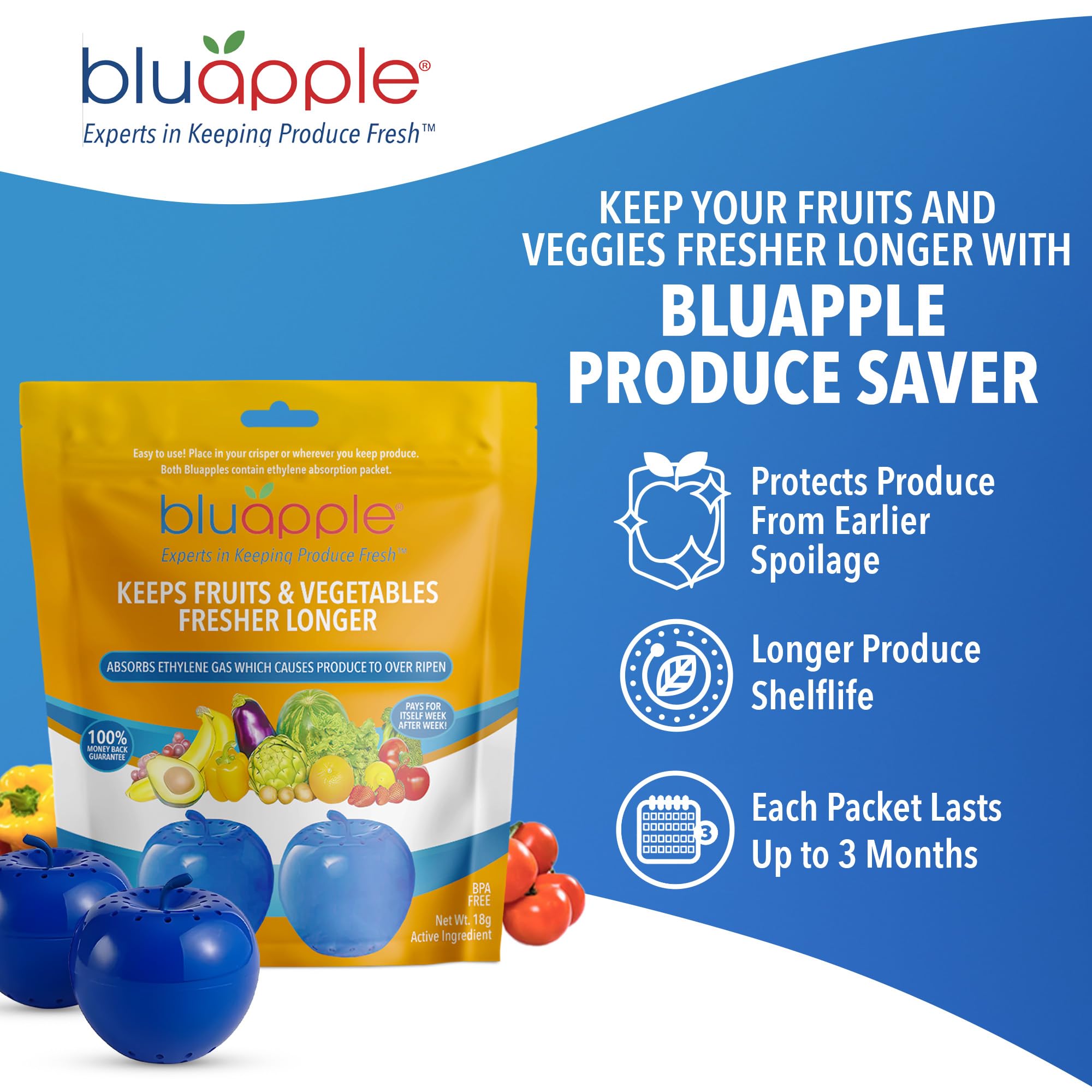 Bluapple paquete de dos unidades, práctico para cajón o estante.