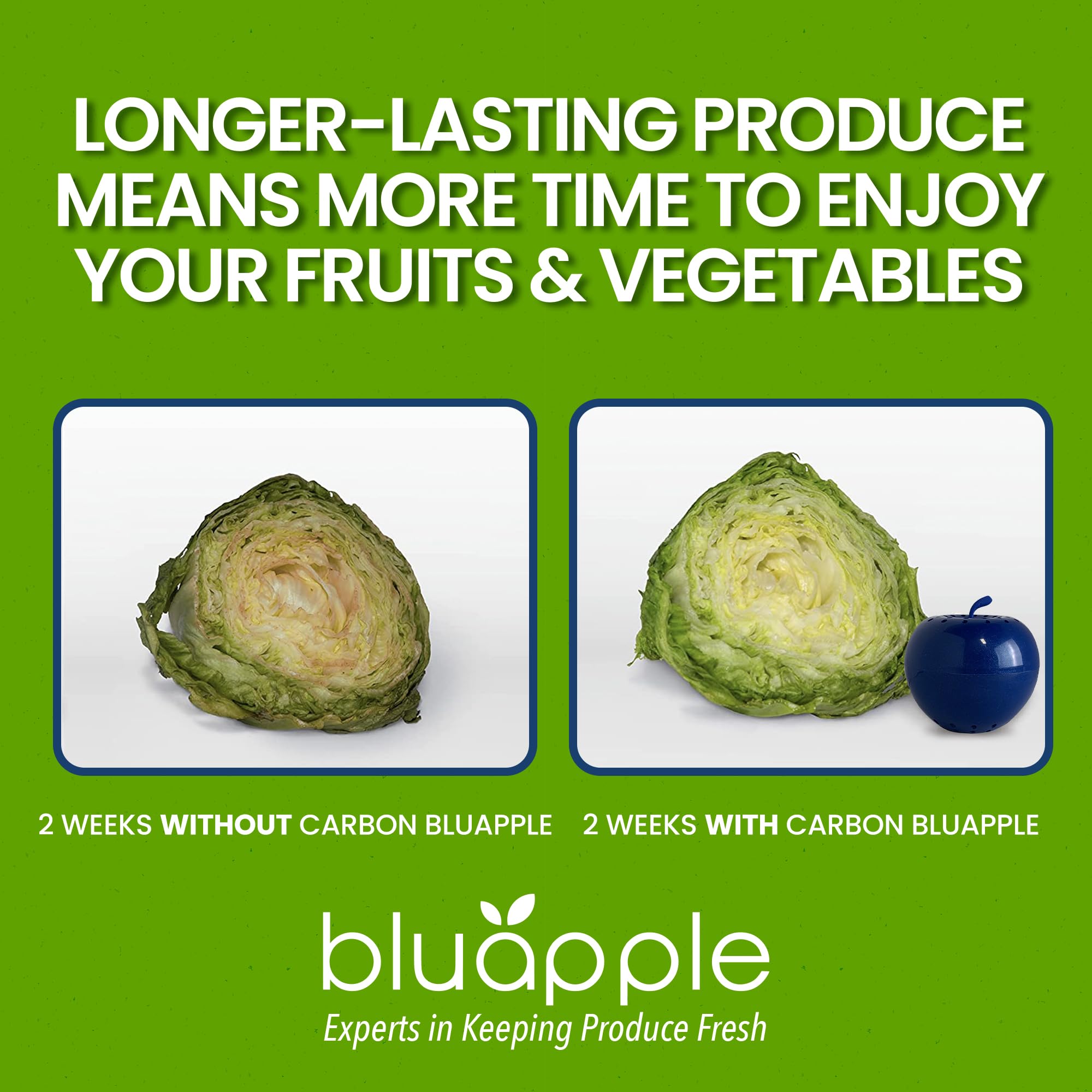 BluApple se coloca en el cajón para verduras para mantener productos frescos