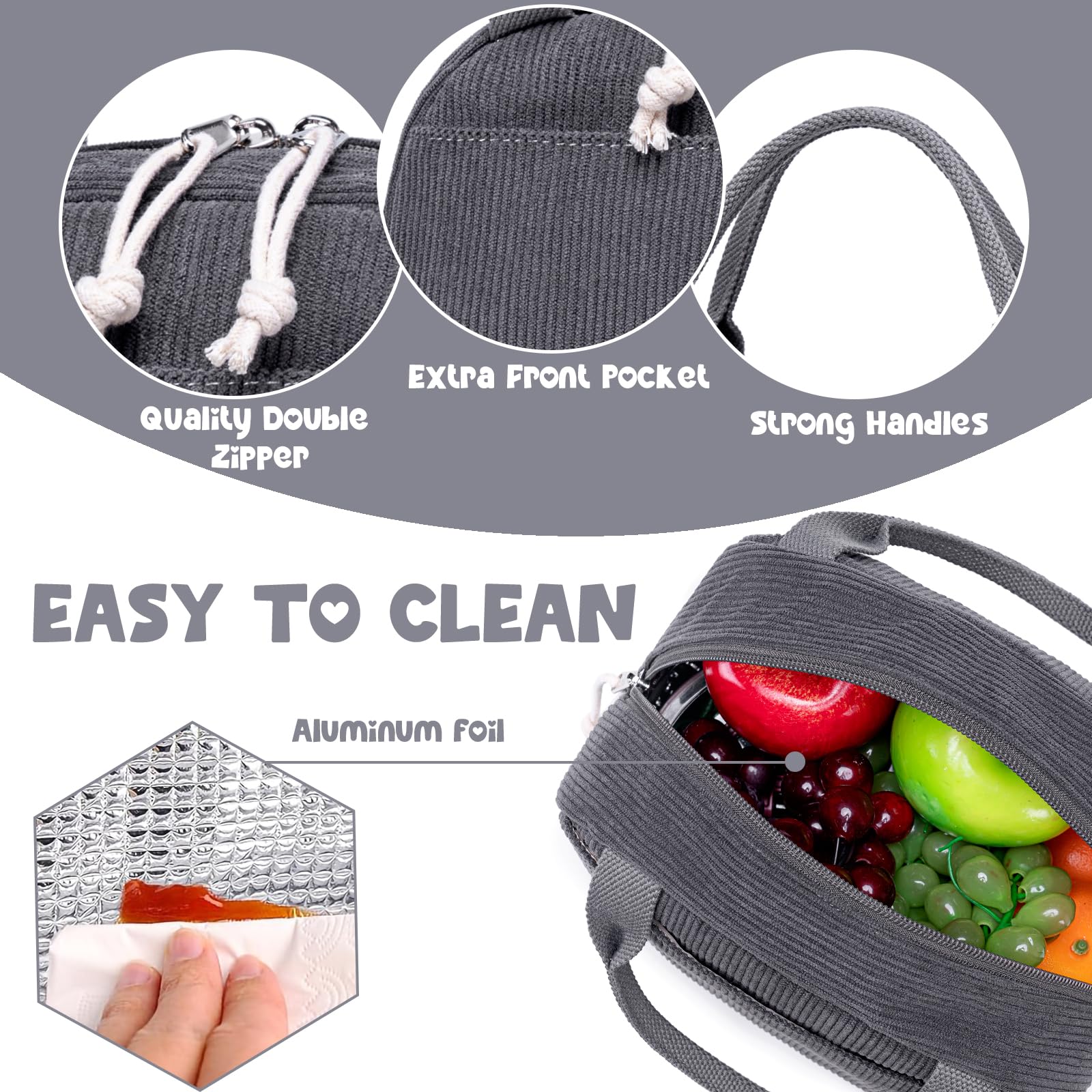 Bolsa Bluboon corduroy gris, diseño moderno para combinar con tu atuendo.