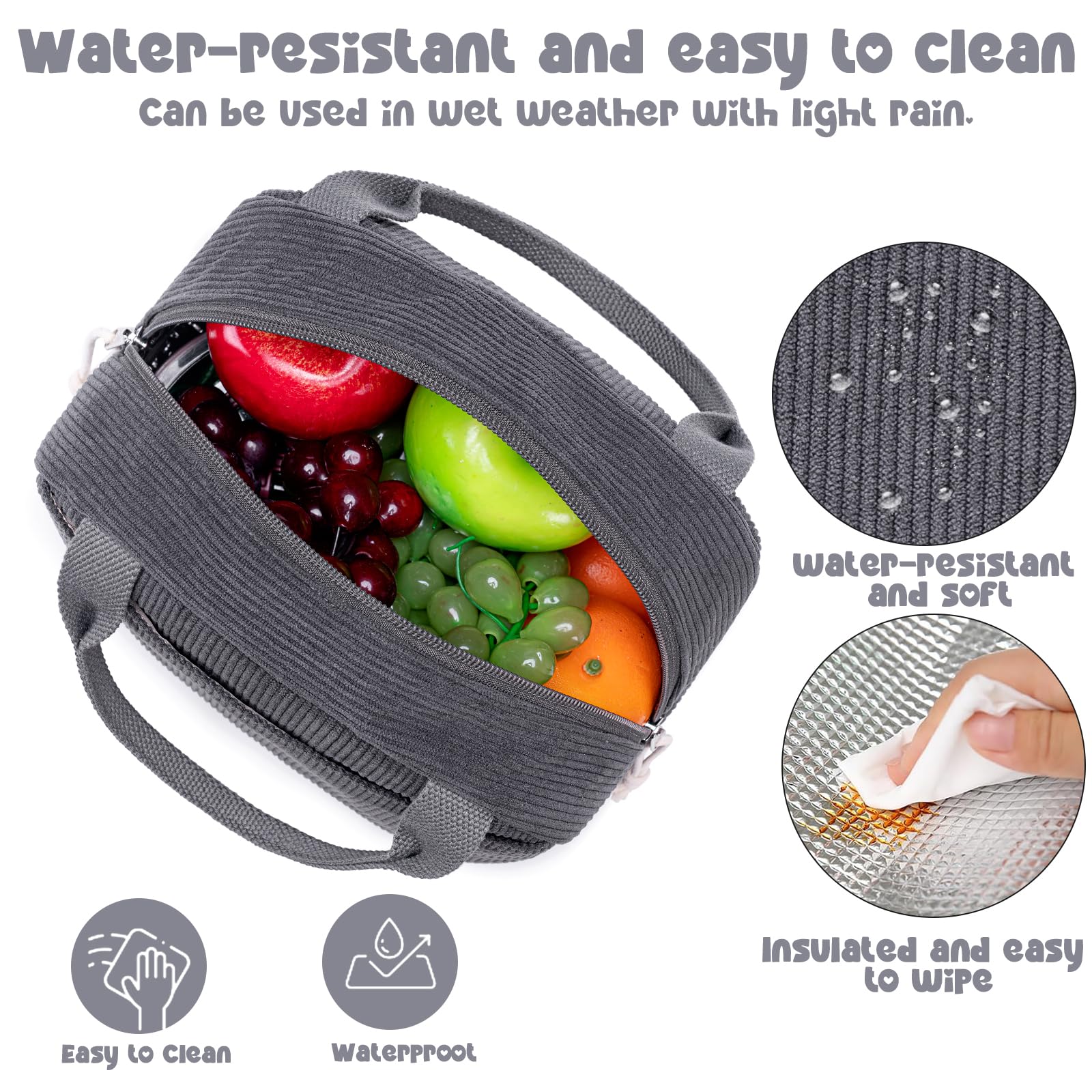 Bolsa Bluboon corduroy negra, resistente y lavable para uso diario.