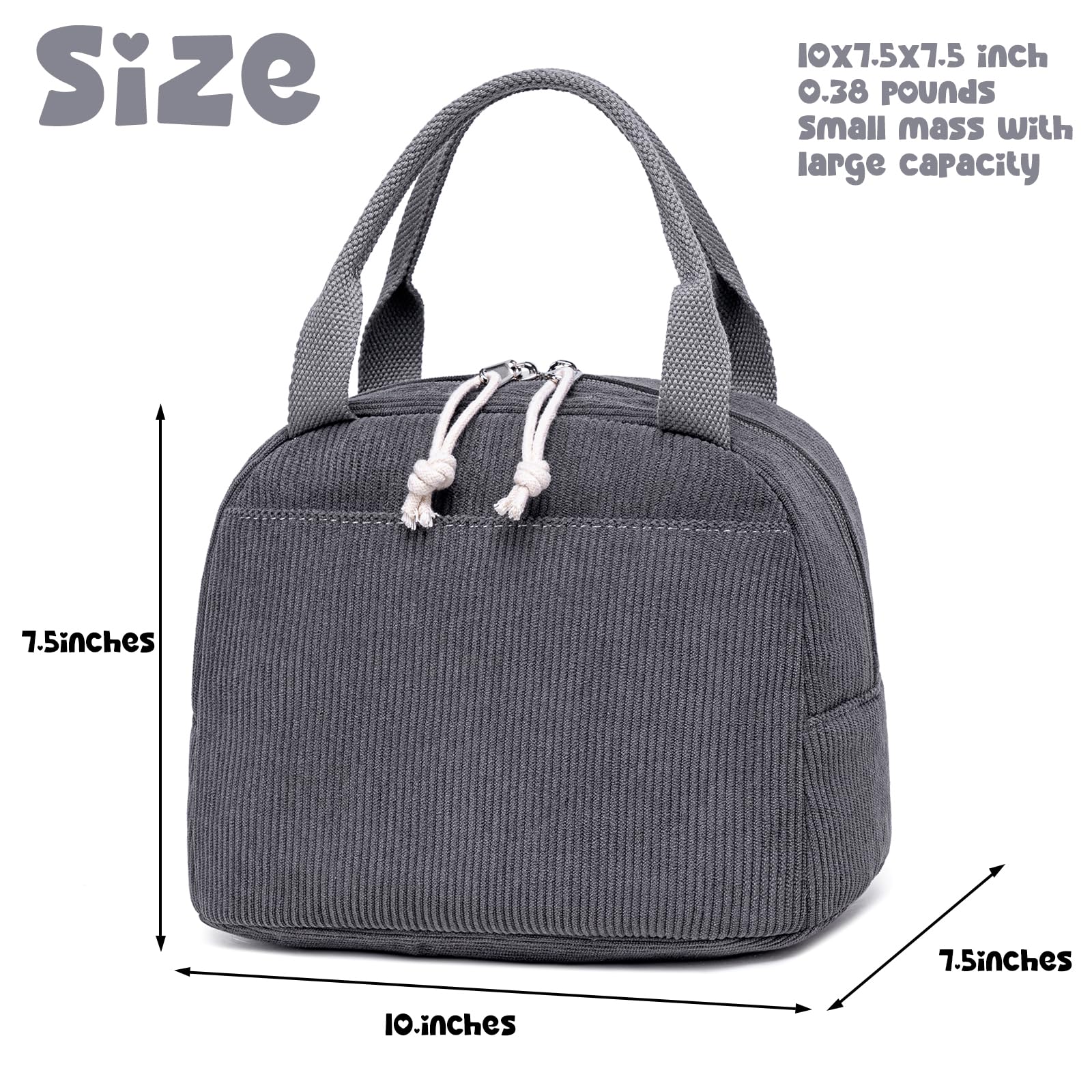 Bolsa Bluboon corduroy verde, amplia y liviana para almuerzo y snacks.