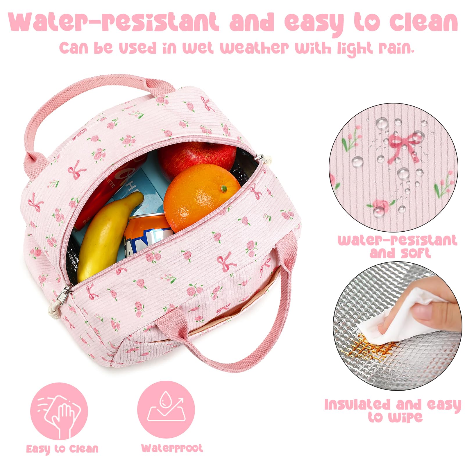 Bluboon bolsa de almuerzo con asa reforzada y cremallera duradera.