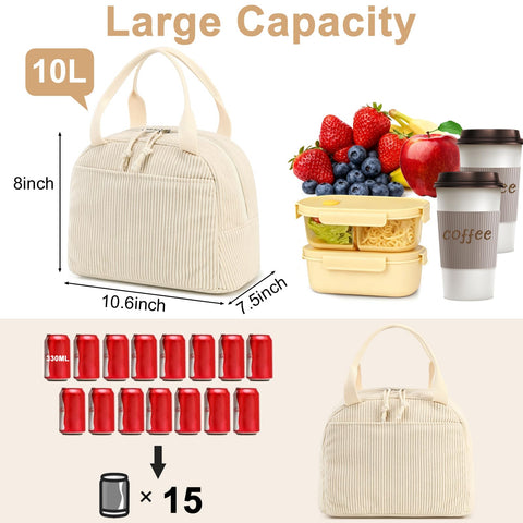 Bluboon bolsa almuerzo con bolsillo frontal para objetos pequeños
