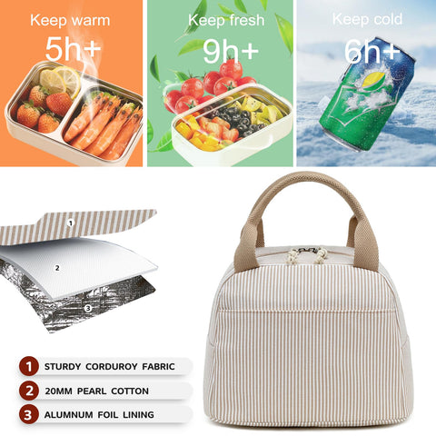 Bluboon bolsa de almuerzo con bolsillo frontal para objetos pequeños