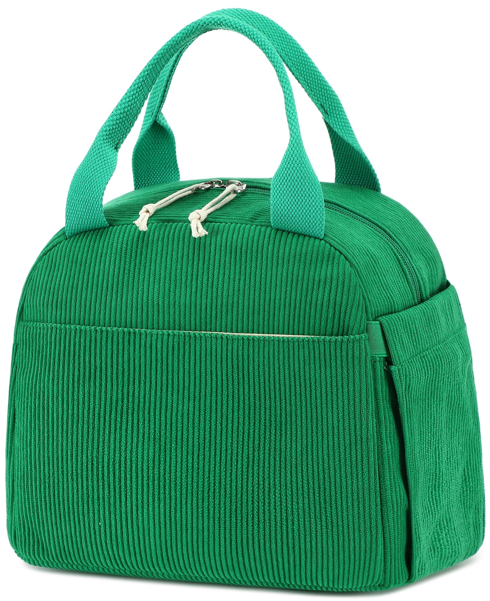 Bluboon bolsa de almuerzo corduroy con asa firme para transporte diario.