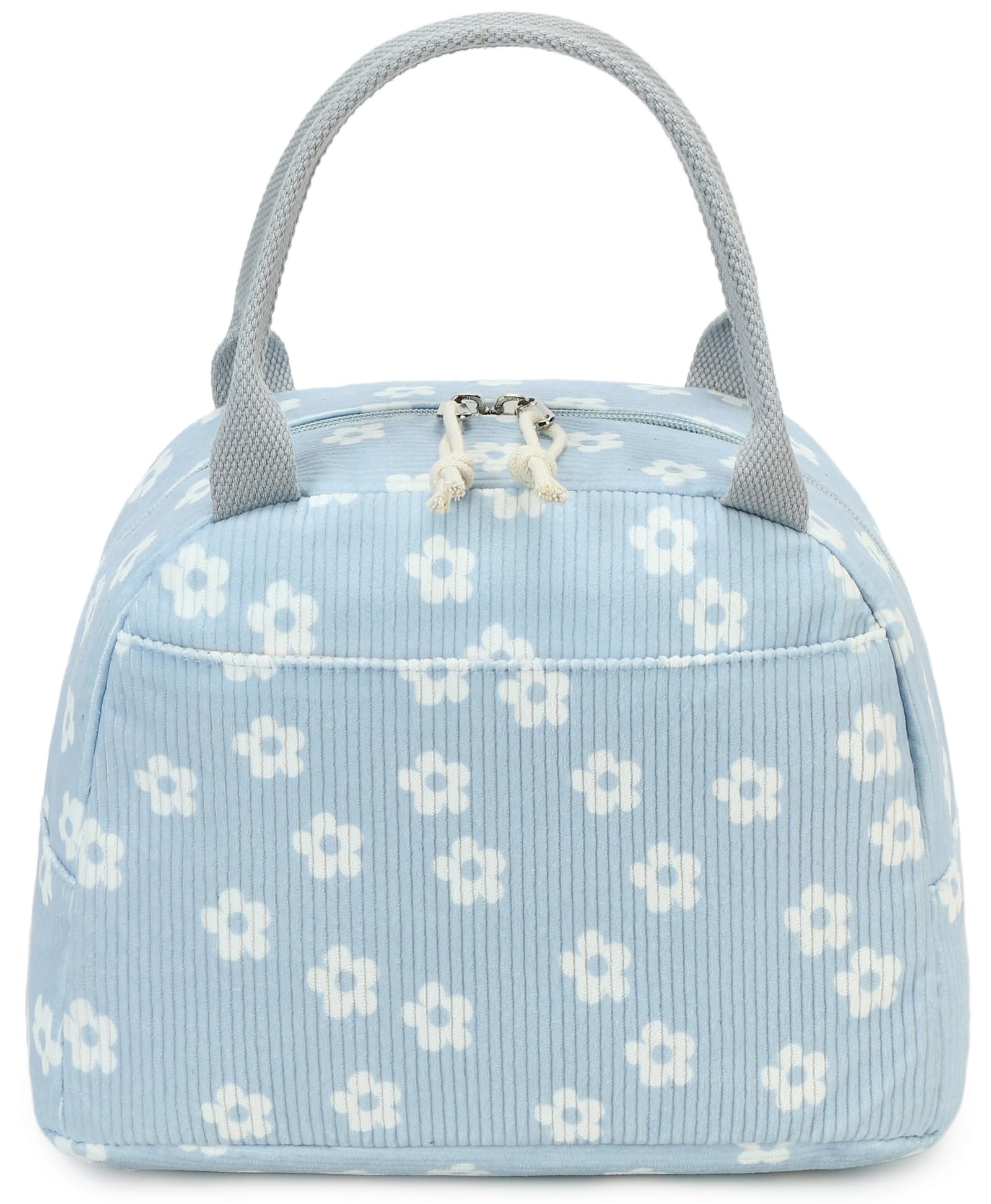 Bluboon bolsa de almuerzo corduroy lateral, organizada para tus snacks y bebidas.