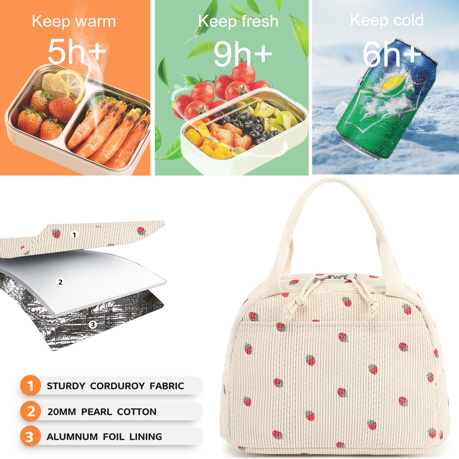 Bluboon bolsa almuerzo duradera e impermeable para uso diario