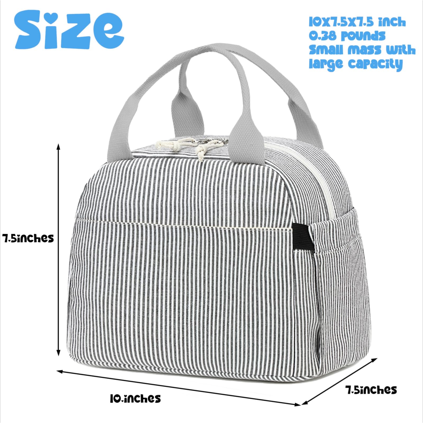 Bluboon: bolsa de almuerzo con organizador frontal para llaves y teléfono.