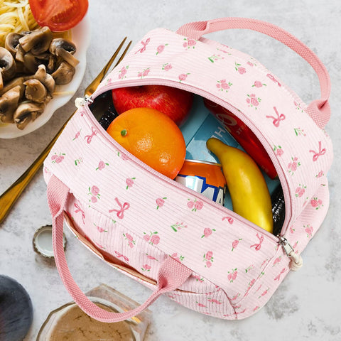 Bluboon bolsa de almuerzo con pana acanalada, gran capacidad para comidas completas.