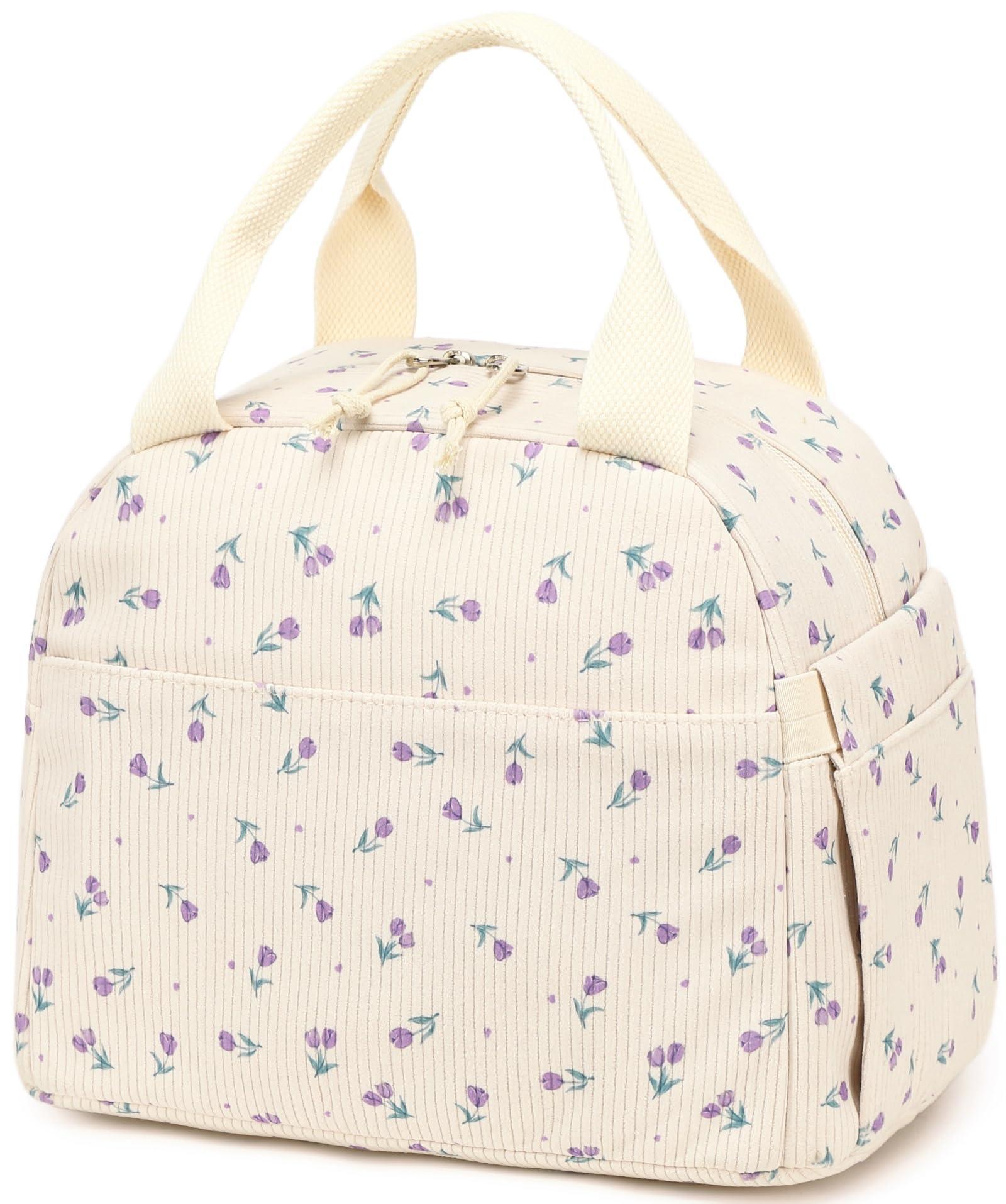 Bluboon bolsa de almuerzo pana acanalada: vista frontal, estilo práctico para el día
