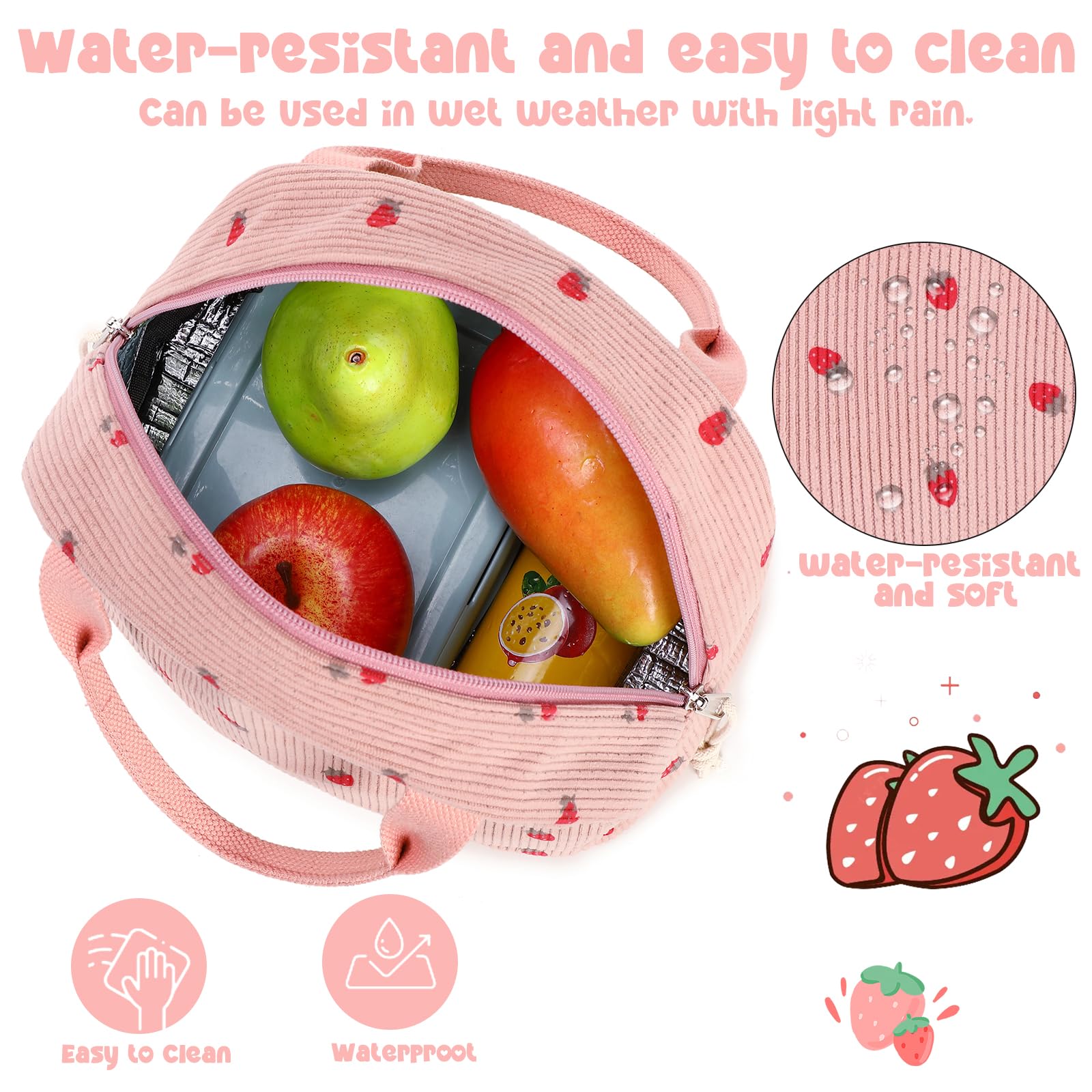 Bluboon bolsa impermeable de pana acanalada mantiene alimentos frescos en clima variable