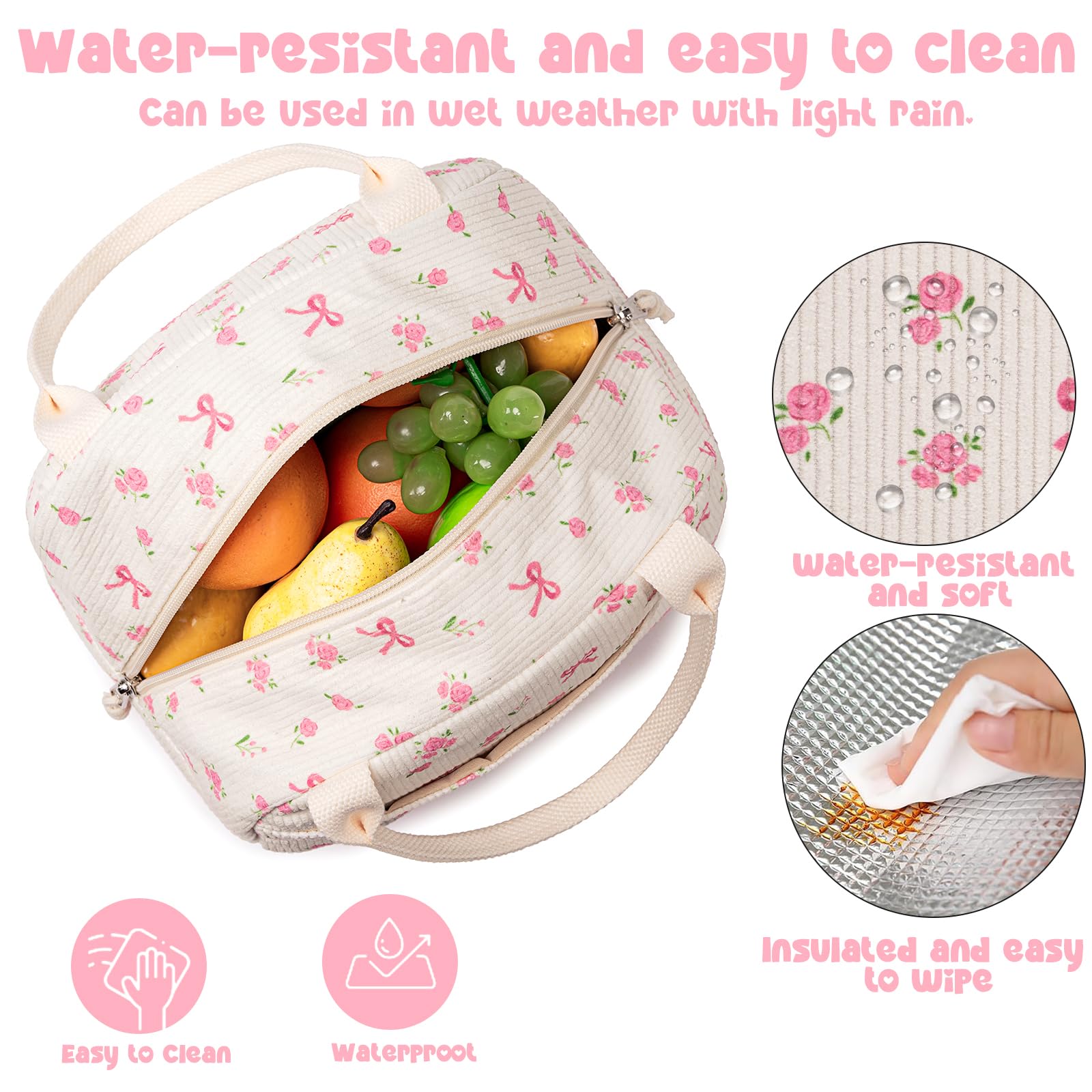Bluboon bolsa de almuerzo en pana azul, ideal para transporte diario