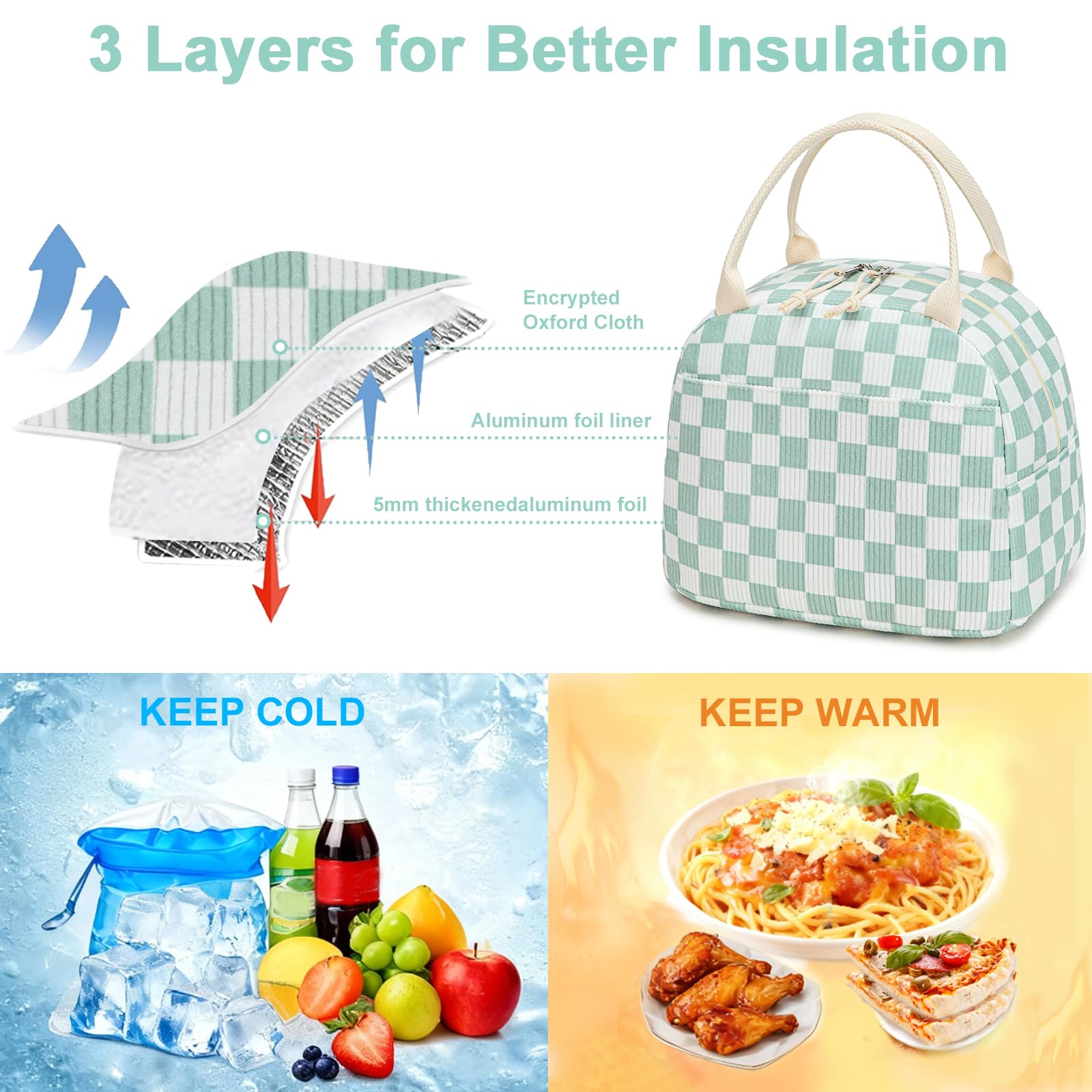 Bluboon bolsa de almuerzo de pana ideal para excursiones, mantiene comidas frescas.
