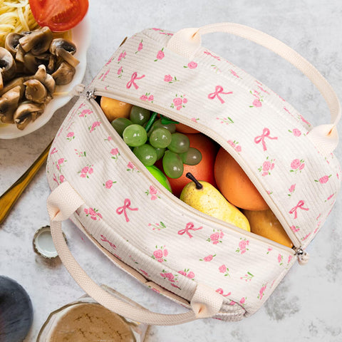 Bluboon bolsa de almuerzo en pana gris, práctica para cualquier ocasión