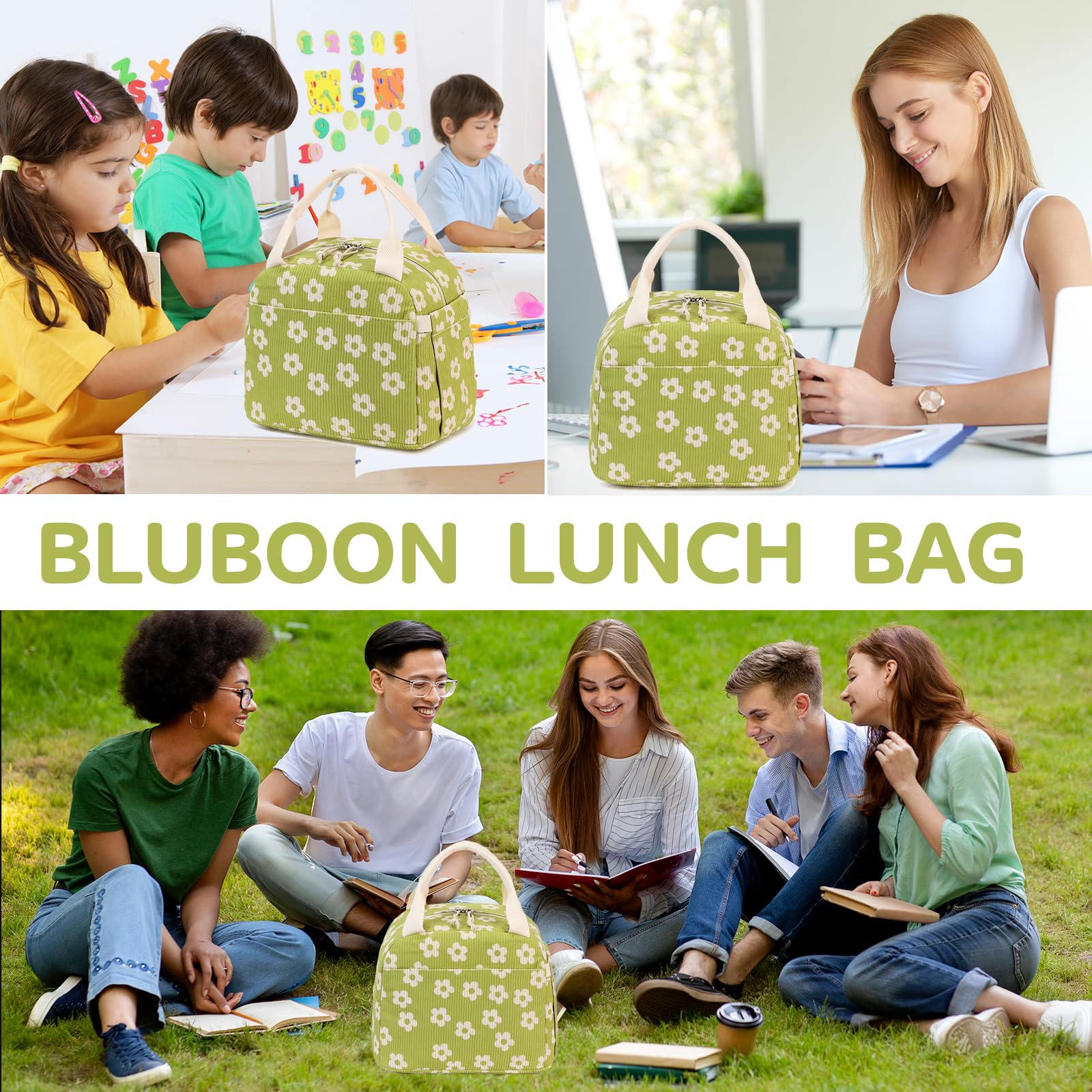 Bluboon bolsa-almuerzo-uso-multifuncional, sirve como lonchera, bolso de compras o neceser.