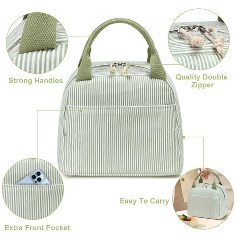 Bluboon bolsa de almuerzo de pana, apta para trabajo, viaje y picnic