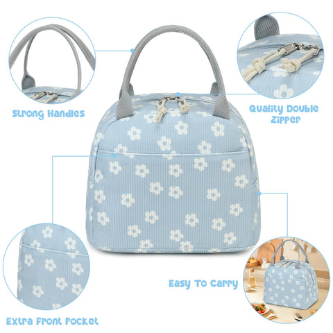 Bluboon bolsa corduroy de capacidad amplia para comidas completas en viajes o trabajo.