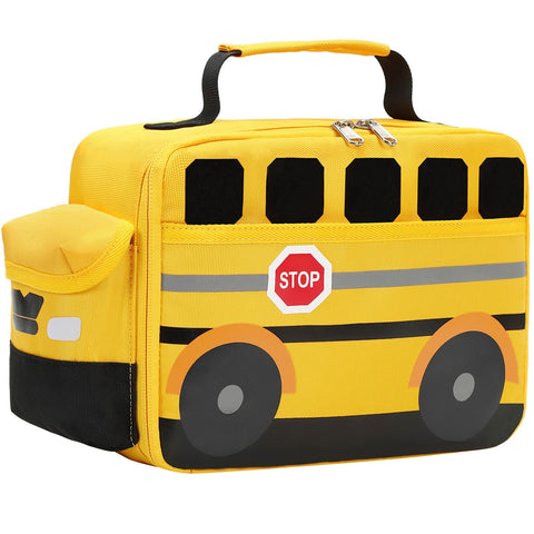 Bluboon lonchera aislada con diseño tridimensional de autobús escolar para niños.