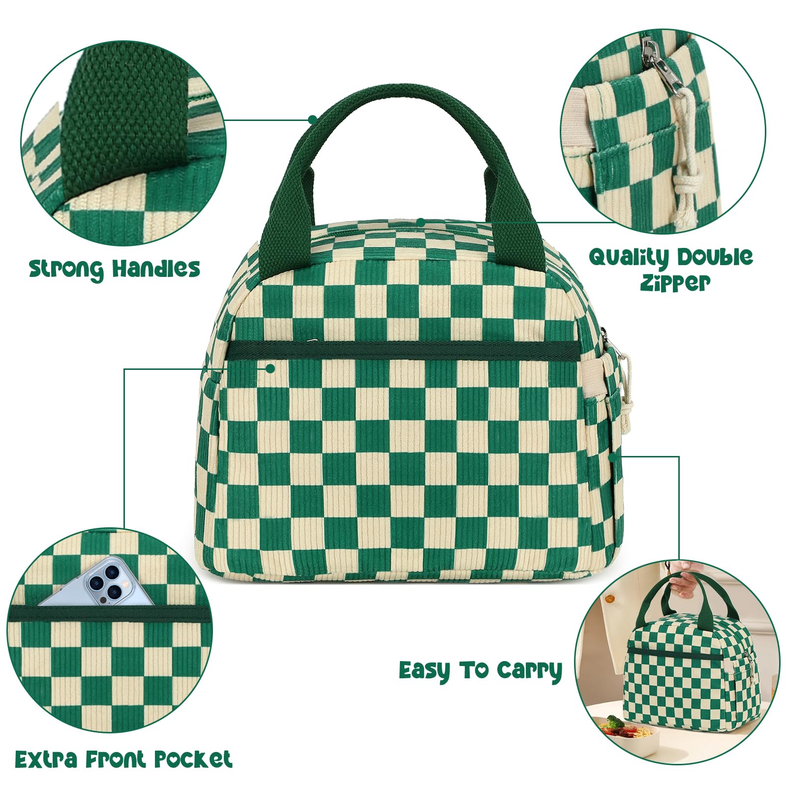 Bluboon Lunch Box bolsillo frontal grande facilita guardar llaves y teléfono