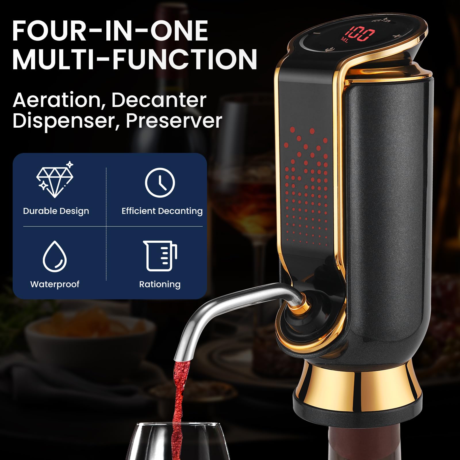 BLUBYEES decantador aerador vino, sabor más suave en segundos.