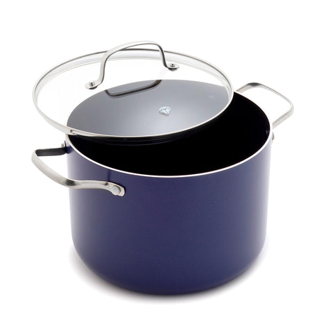 Blue Diamond olla-8qt con tapa de vidrio, ideal para sopas abundantes