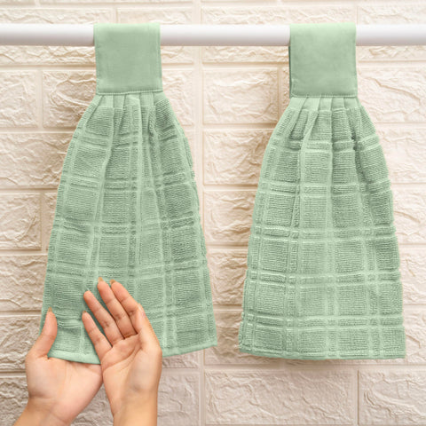 Blue Needles conjunto de 2 toallas de cocina colgantes, color verde salvia