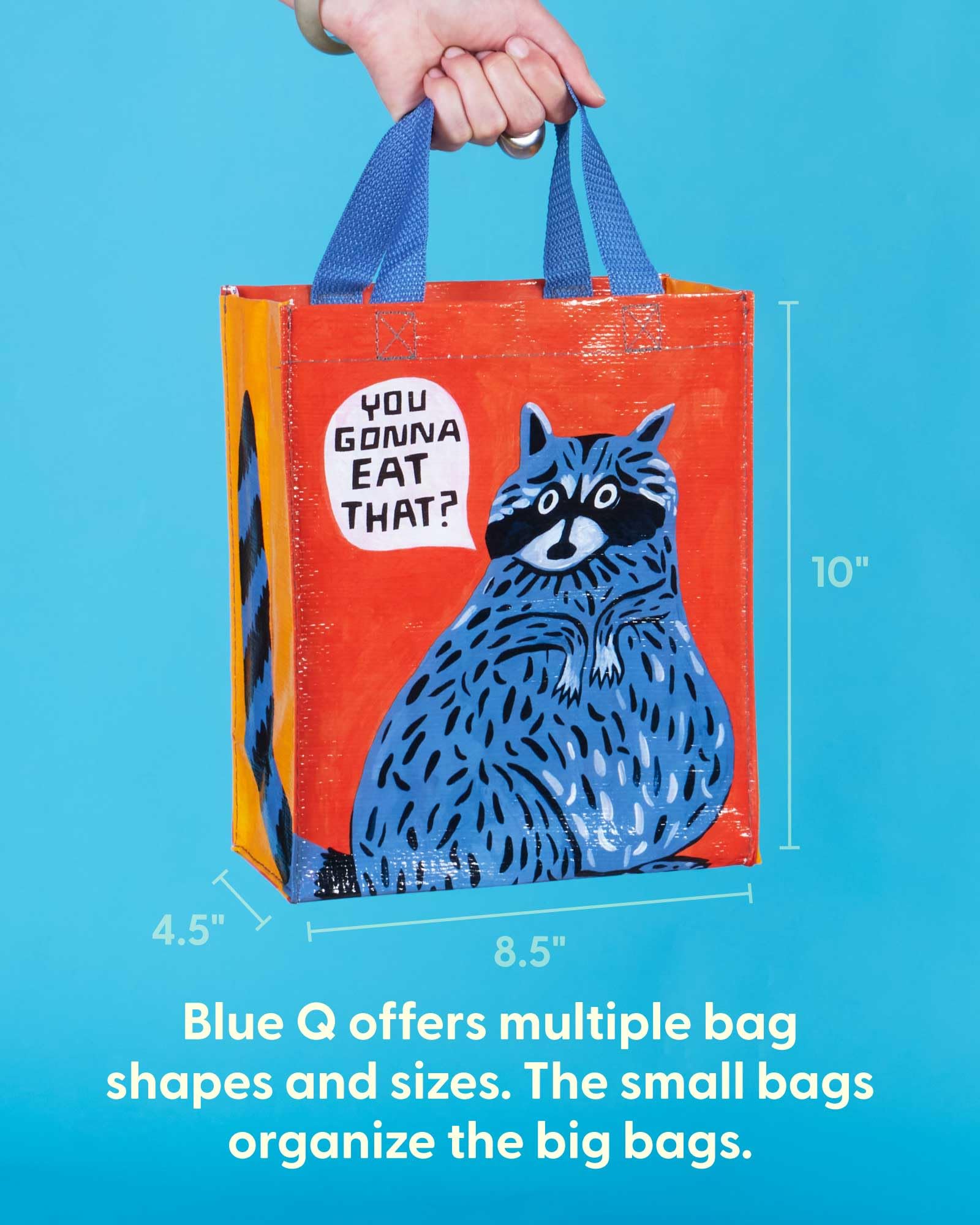 Blue Q bolsa reciclada 95% material reciclado para compras sostenibles
