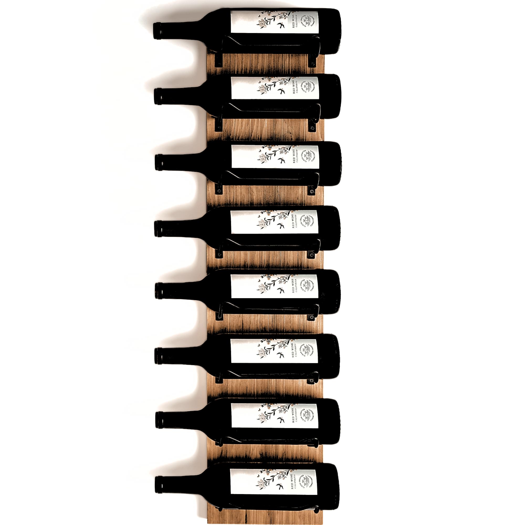 Blue River Goods estante-vino-pared 8 botellas: almacenamiento elegante y práctico.