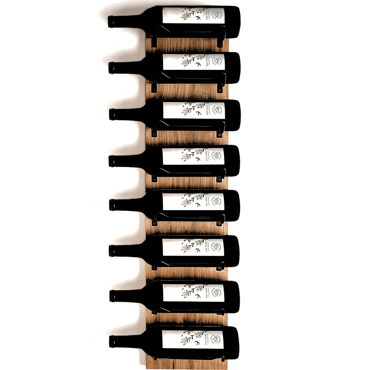 Blue River Goods estante-vino-pared 8 botellas: almacenamiento elegante y práctico.