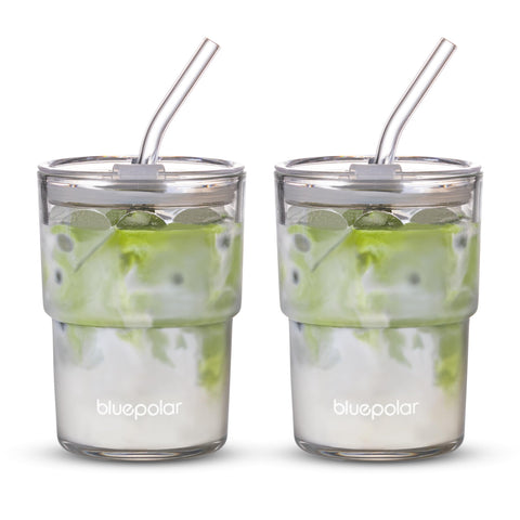 BLUEPOLAR vaso de cristal 13oz para agua y bebidas frías.