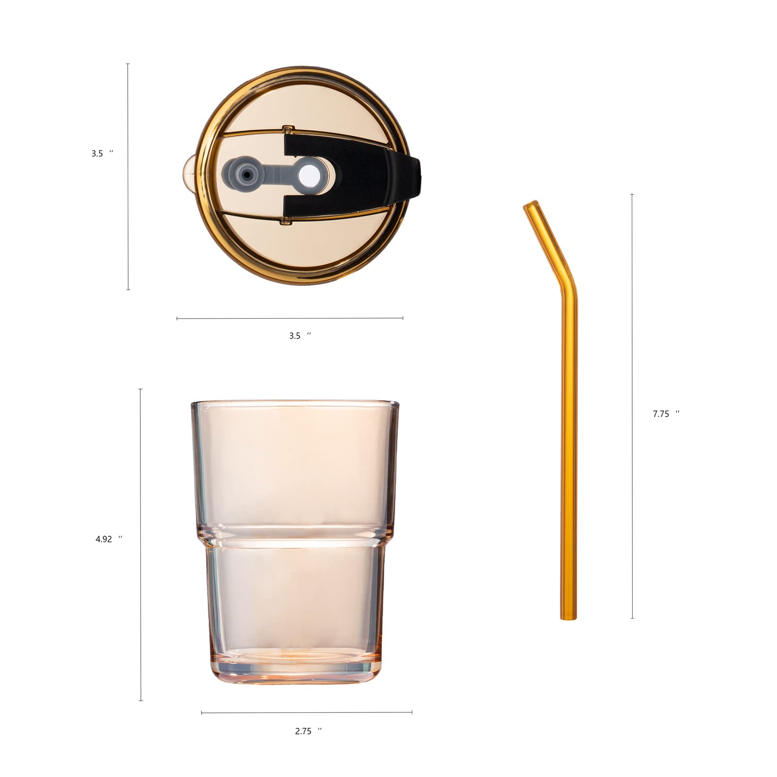 BLUEPOLAR vaso de vidrio ámbar con pajilla reutilizable, perfecto para té helado.