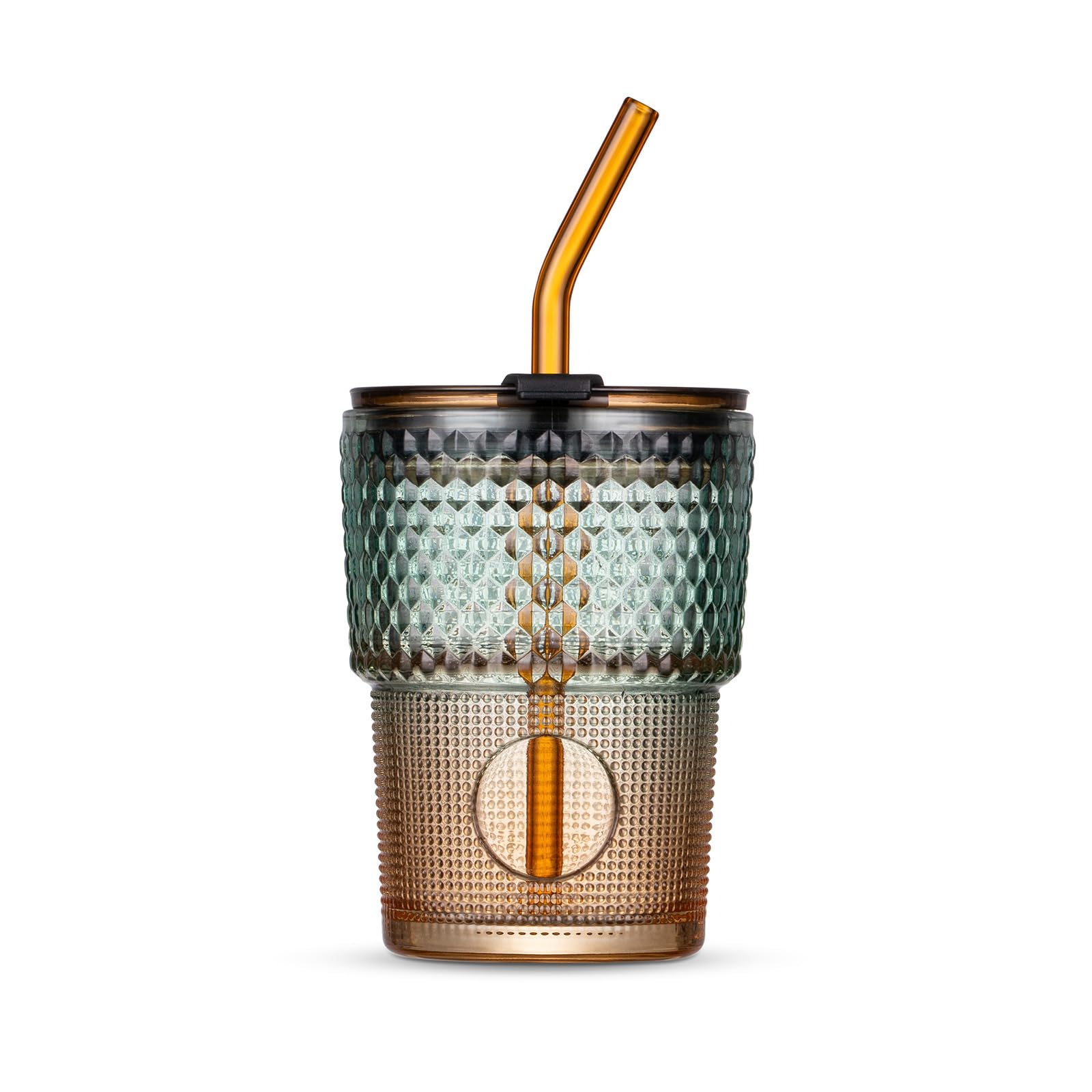 Vaso BLUEPOLAR 13 oz ámbar acanalado visto de frente, ideal para uso diario