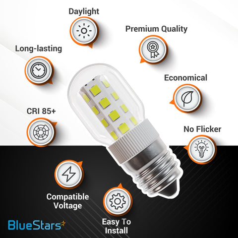 BlueStars Bombilla LED 3W 6000K, luz fría clara para la cocina.
